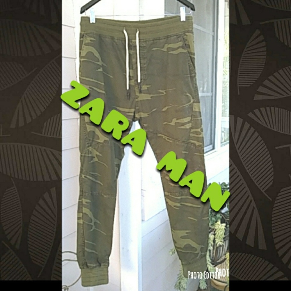 ZARA MAN CAMOUFLAGE CASUAL PANTS - Picture 1 of 3